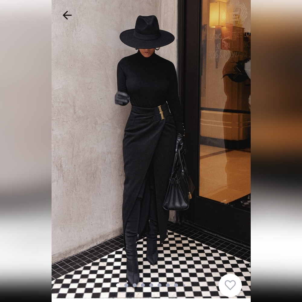 JLUX Black Giselle Slit Skirt